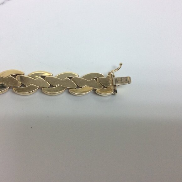 21.30 Grams 11.7mm Lady 14k Yellow REAL Solid Gold XO Hearts Fancy Bracelet 7.5' - Picture 4 of 9